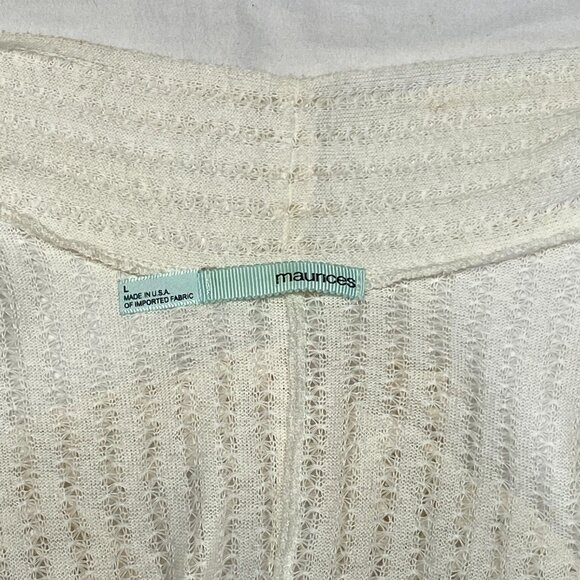 Maurices Sleeveless Stripe Crochet Drape Cardigan Vest Ivory L Boho Layering - Picture 11 of 14